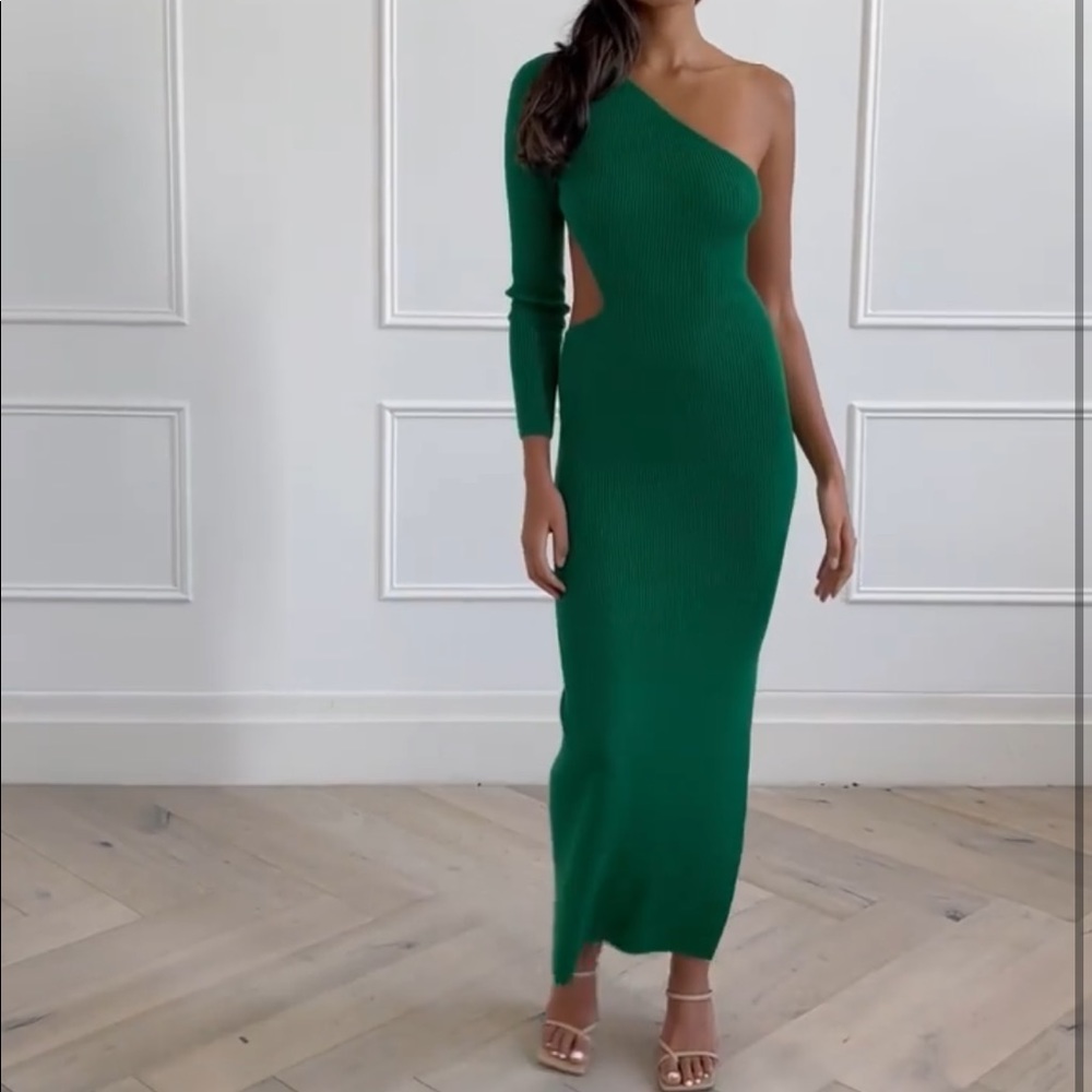 San Sloane Emerald Knit Backless dress